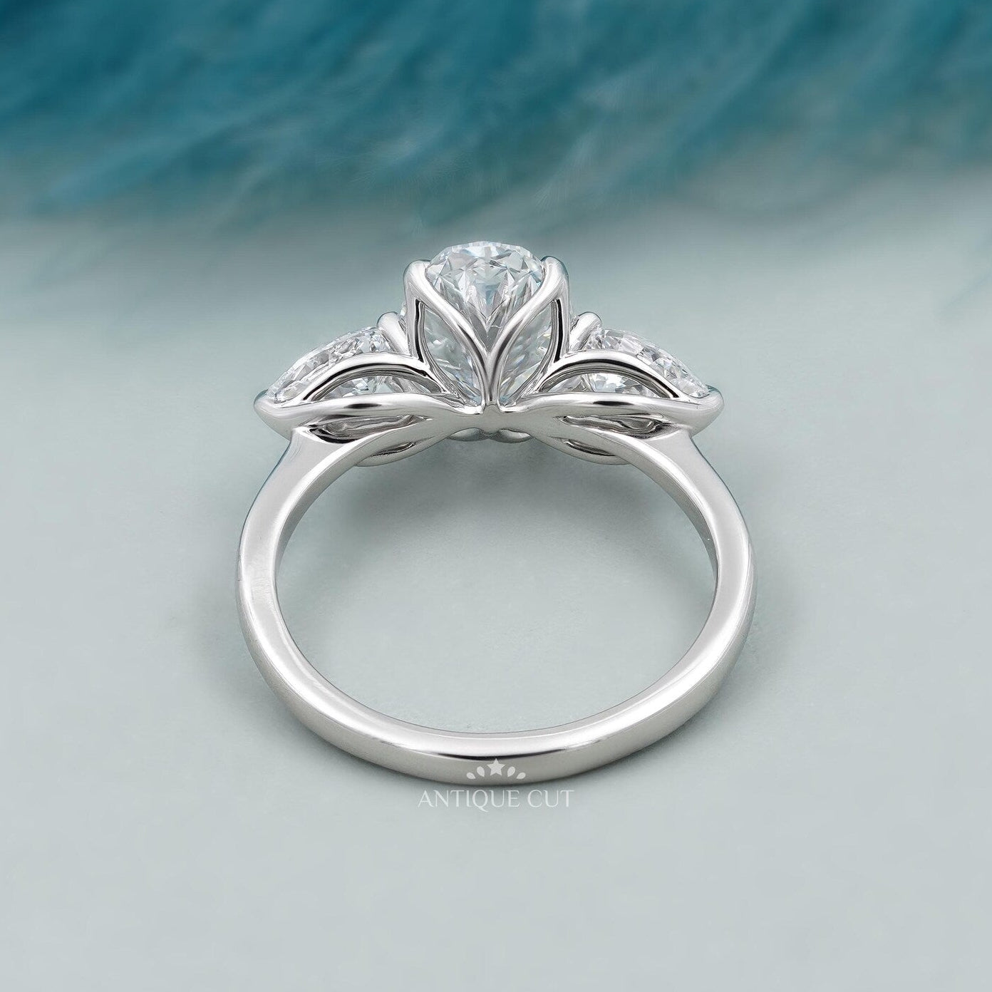 Three Stone Oval Cut Diamond Ring