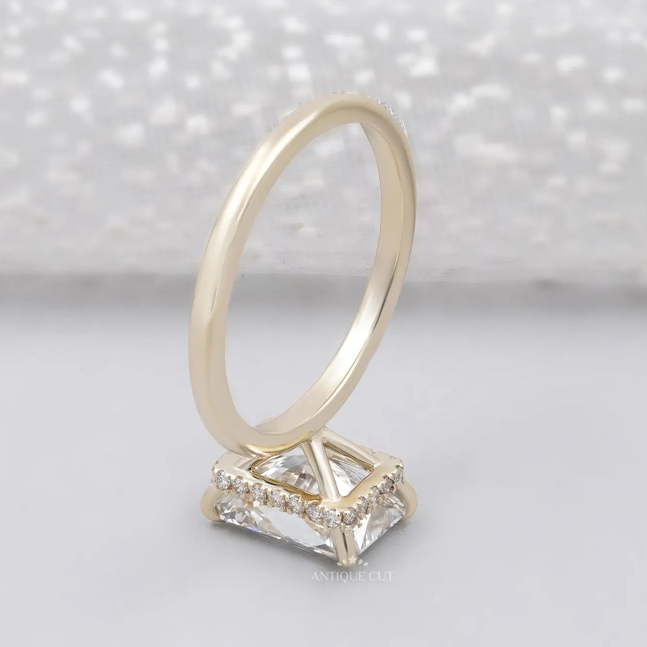 Hidden Halo Radiant Cut Diamond Solitaire Engagement Ring