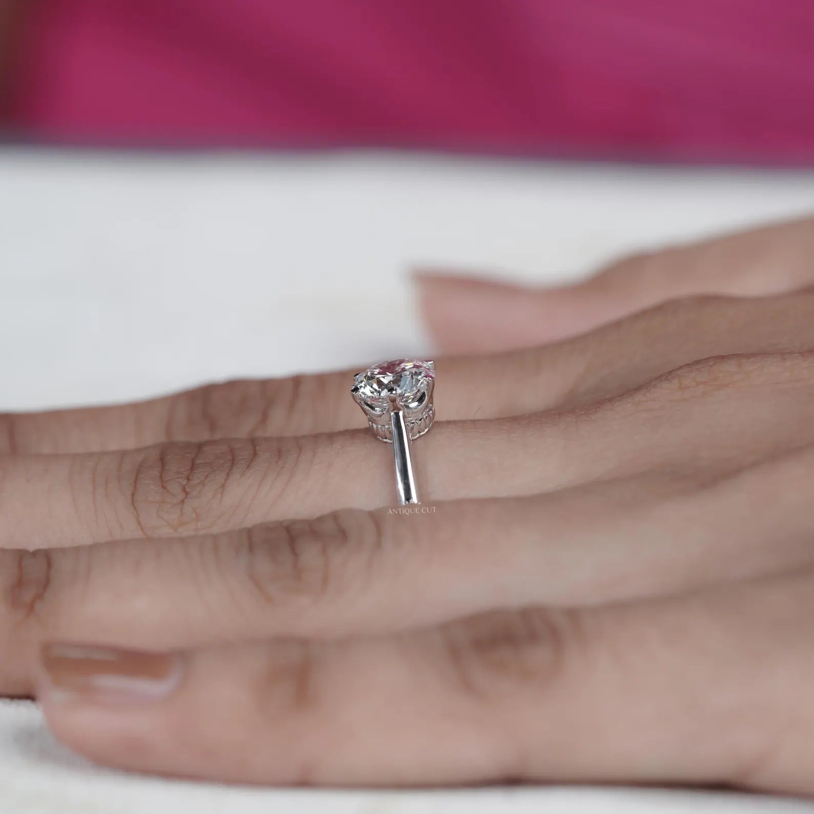 Solitaire Diamond Round Cut Engagement Ring with cathedral set