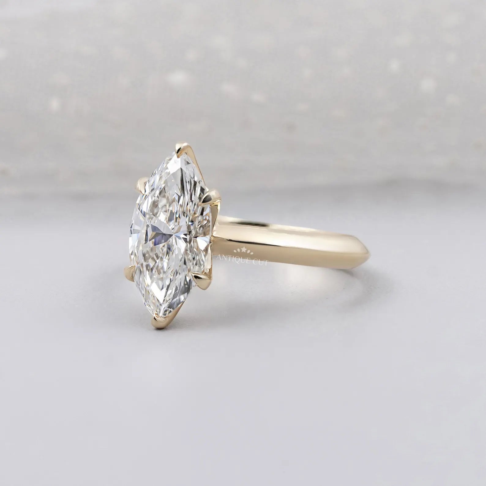 Marquise Cut Diamond Ring | Solitaire Engagement Ring 6 Prong in Yellow Gold | IGI Certified