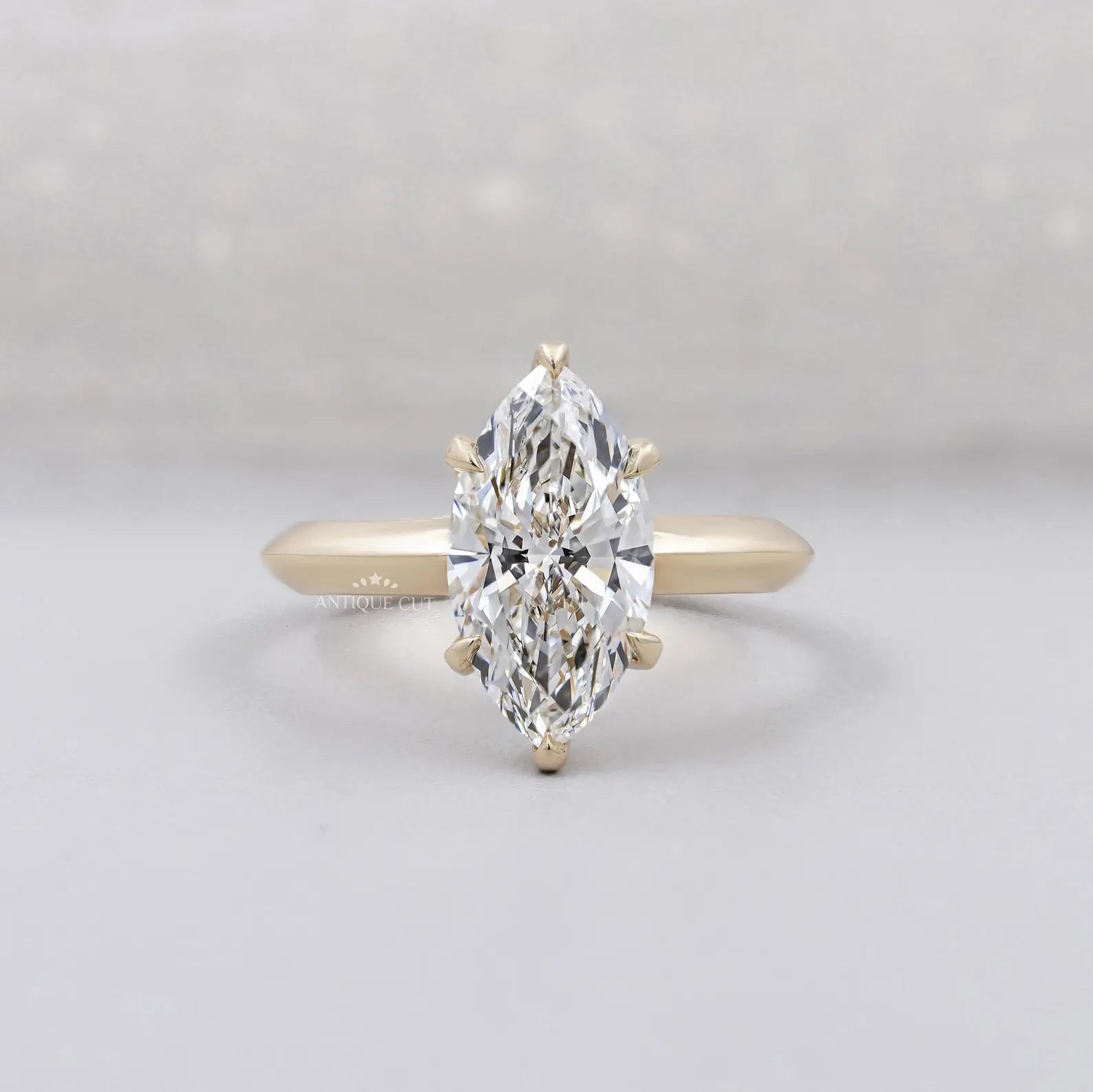 Marquise Cut Diamond Ring | Solitaire Engagement Ring 6 Prong in Yellow Gold | IGI Certified