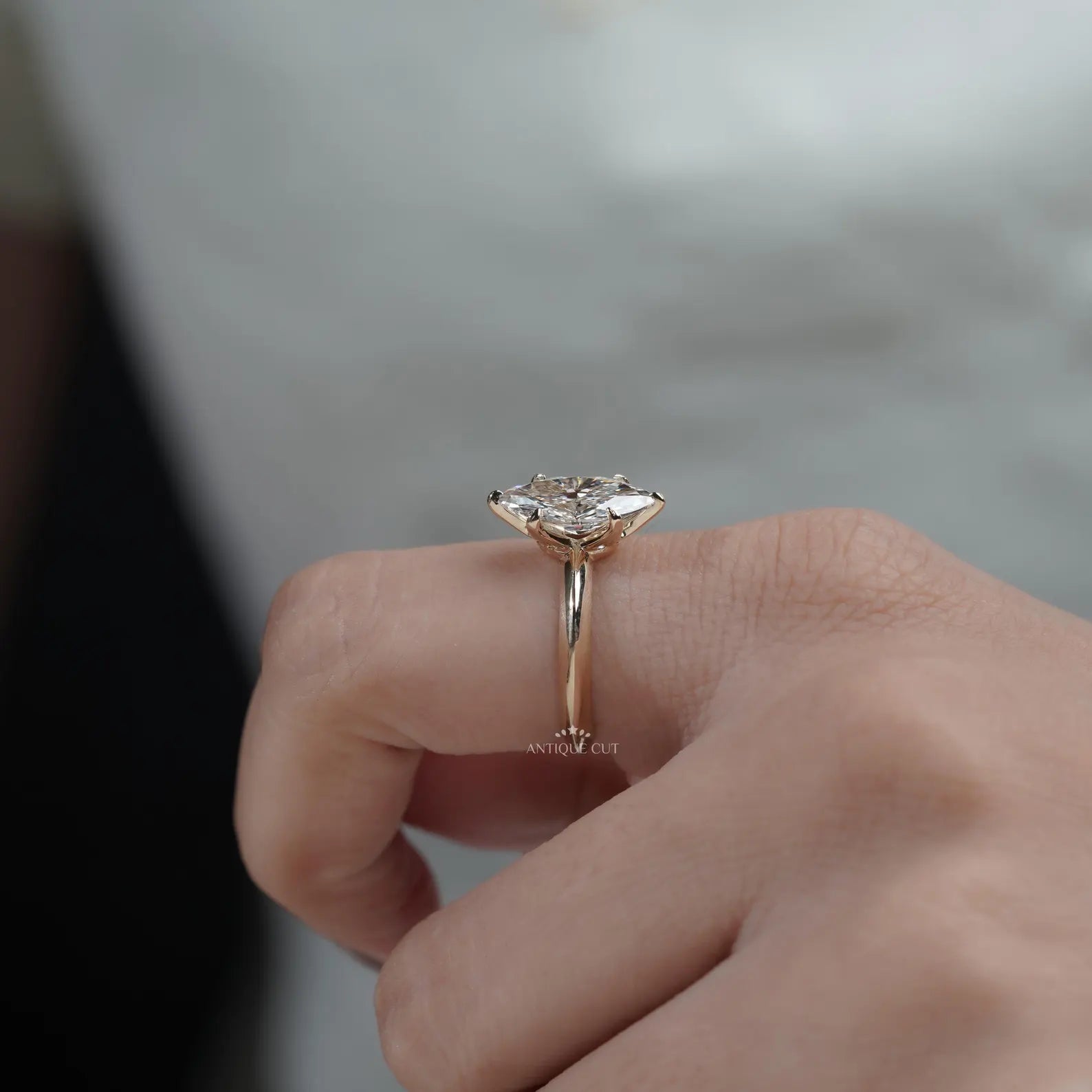 Marquise Cut Diamond Ring | Solitaire Engagement Ring 6 Prong in Yellow Gold | IGI Certified