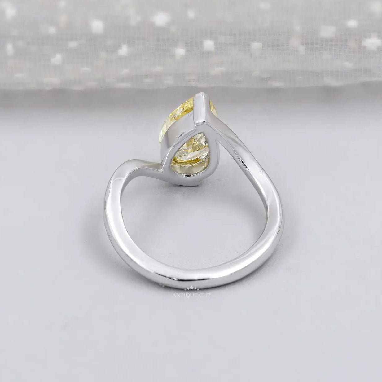 Yellow Pear Shaped Diamond ring with Bypass Setting