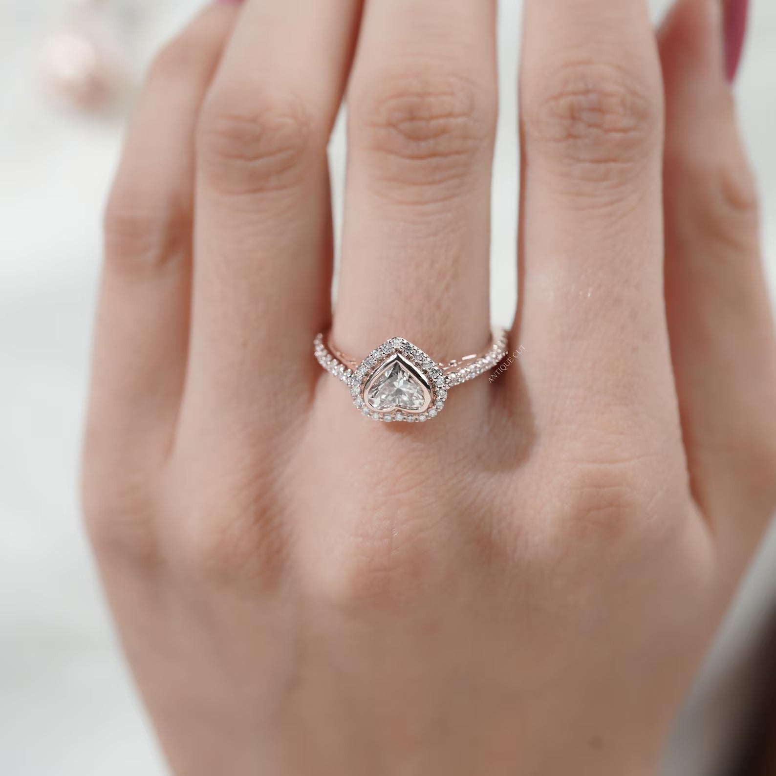 Heart Shaped Diamond Ring With Halo Style