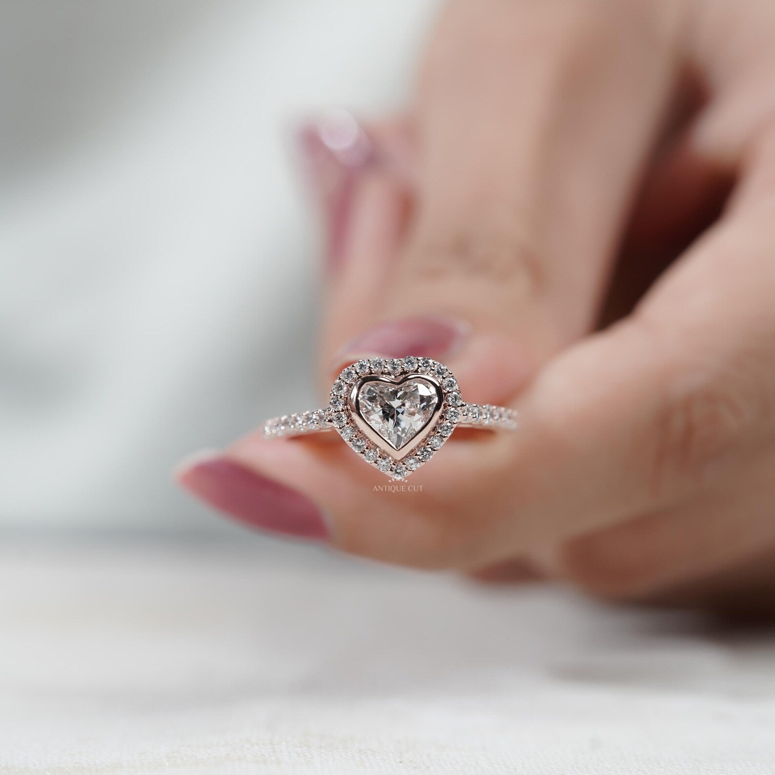 Heart Shaped Diamond Ring With Halo Style