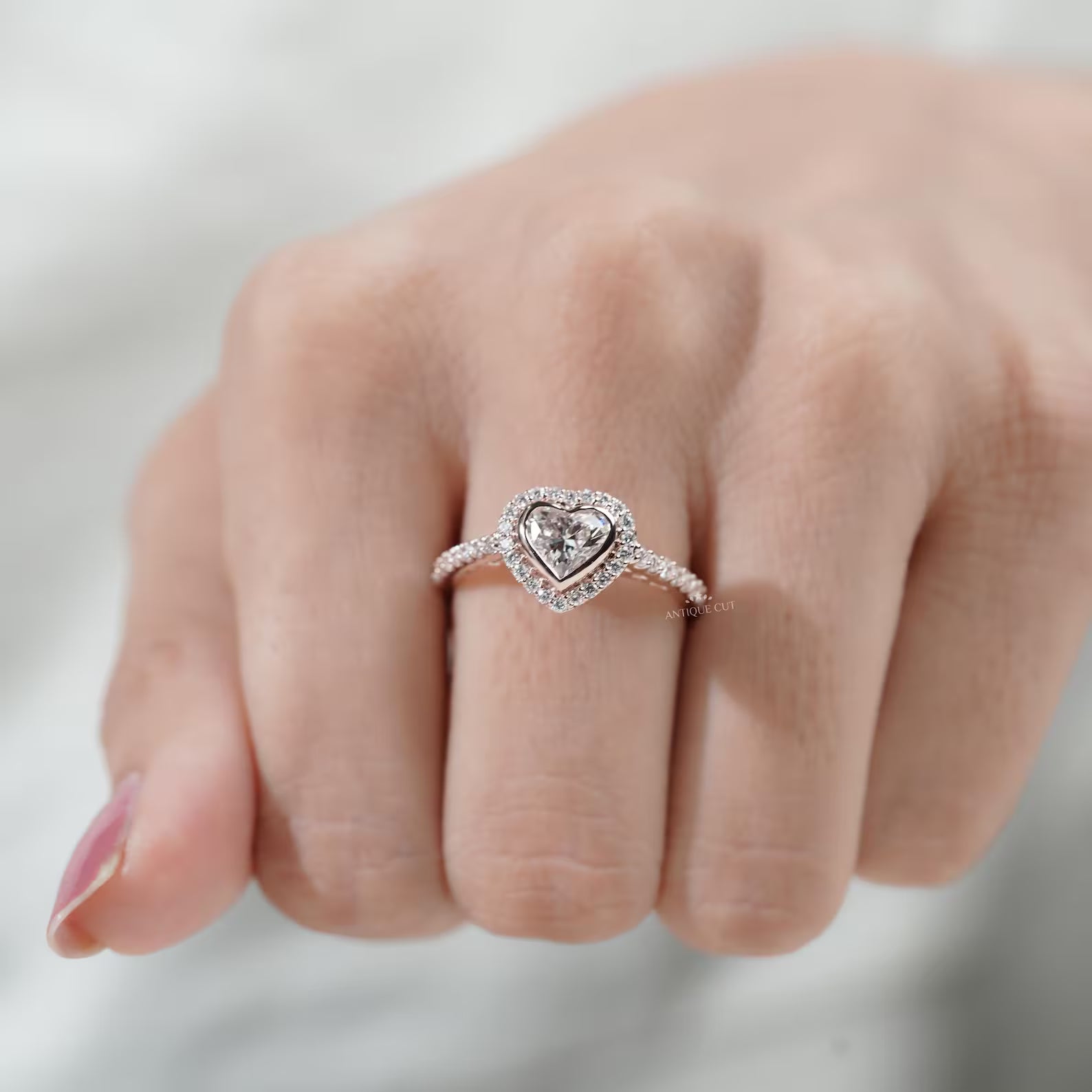 Heart Shaped Diamond Ring With Halo Style