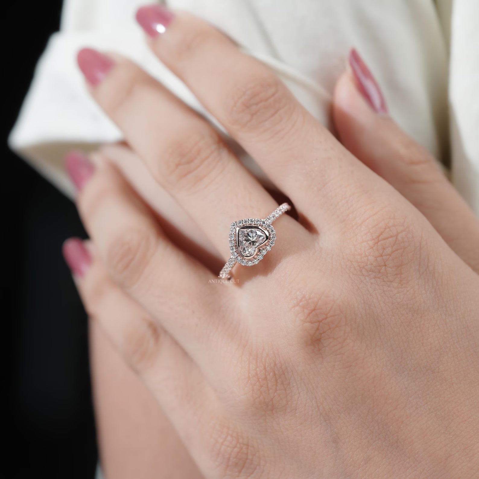Heart Shaped Diamond Ring With Halo Style
