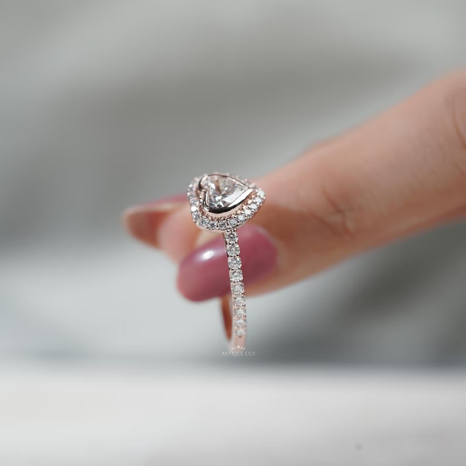 Heart Shaped Diamond Ring With Halo Style