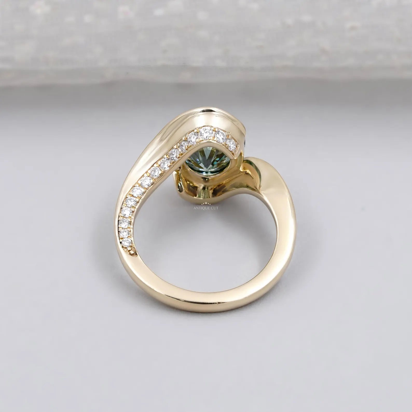 Lab Grown Oval Cut Green Diamond Engagement Ring