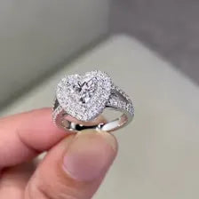 Elegant heart diamond anniversary ring