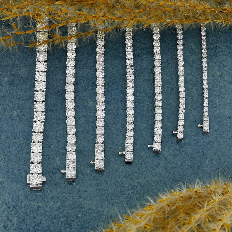 Round Lab Grown Diamond 4 Prong Tennis Bracelets, EF Color, VS Clarity, IGI Certified