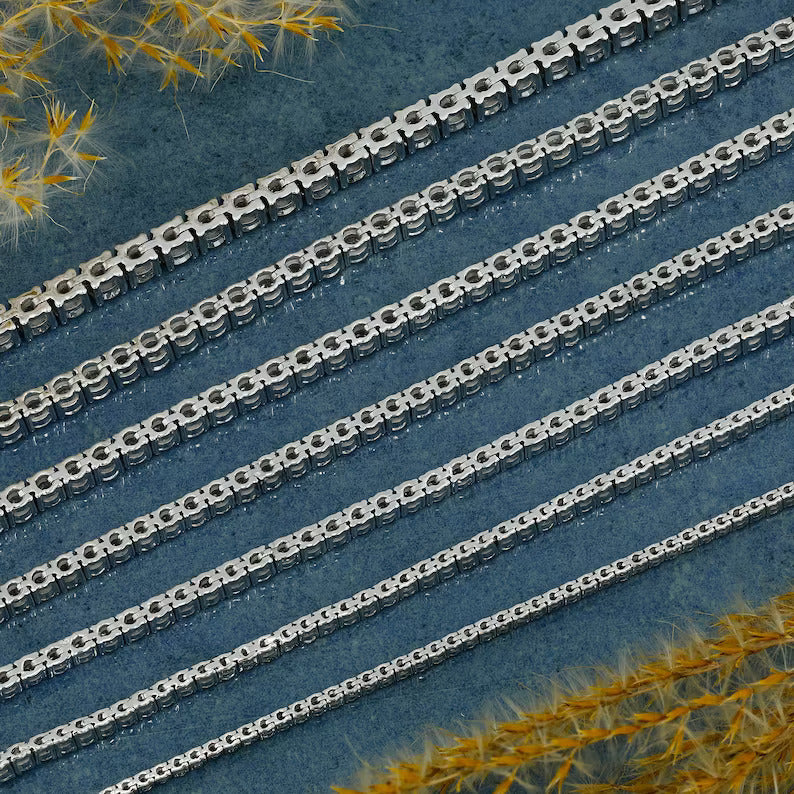 Round Lab Grown Diamond 4 Prong Tennis Bracelets, EF Color, VS Clarity, IGI Certified