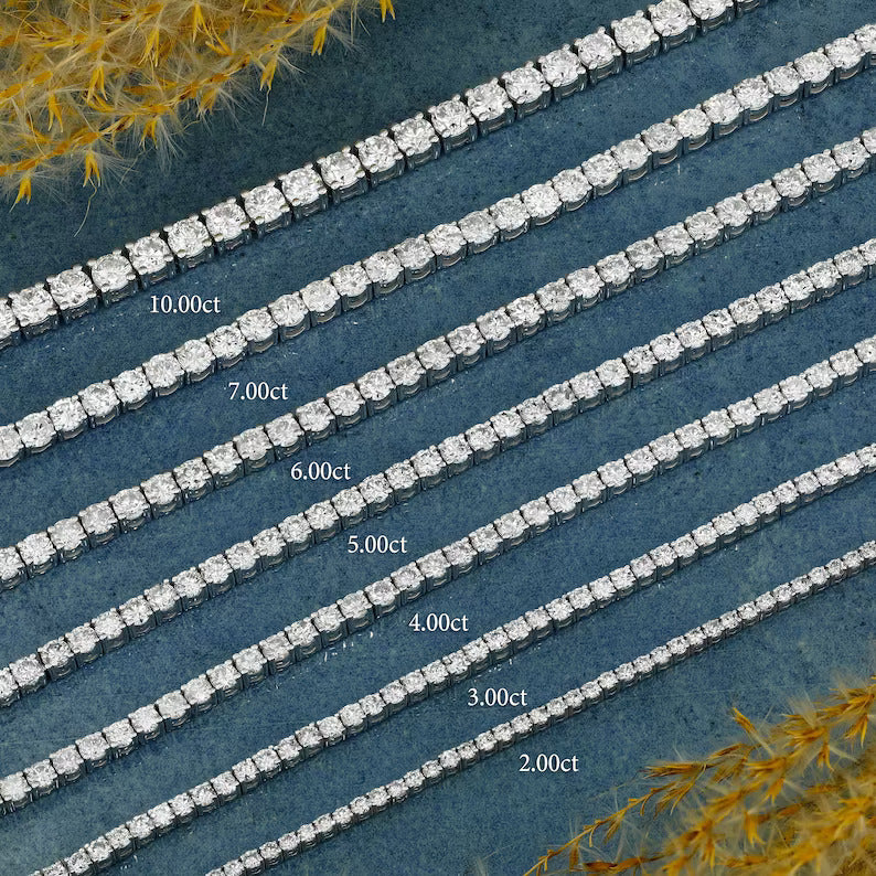 Round Lab Grown Diamond 4 Prong Tennis Bracelets, EF Color, VS Clarity, IGI Certified