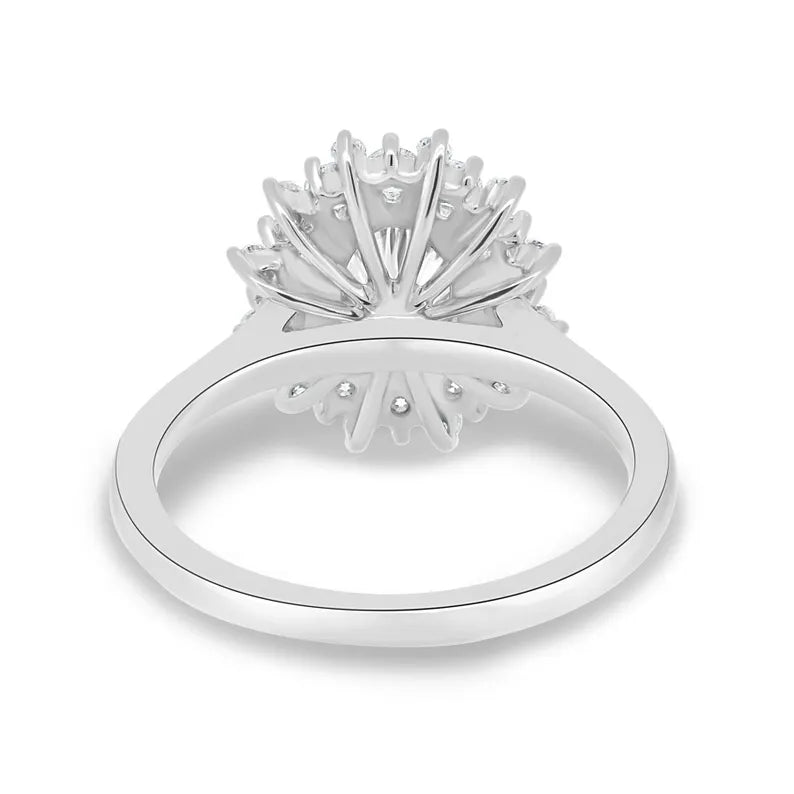 Oval 3.10tcw Lab Grown Diamond Halo Engagement Ring | IGI Certified | AntiqueCut