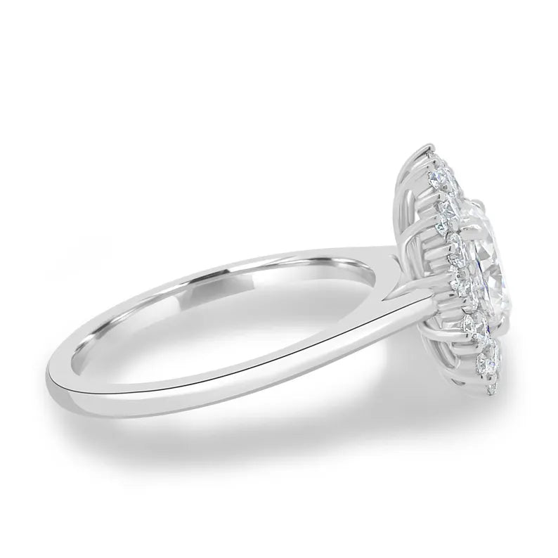 Oval 3.10tcw Lab Grown Diamond Halo Engagement Ring | IGI Certified | AntiqueCut