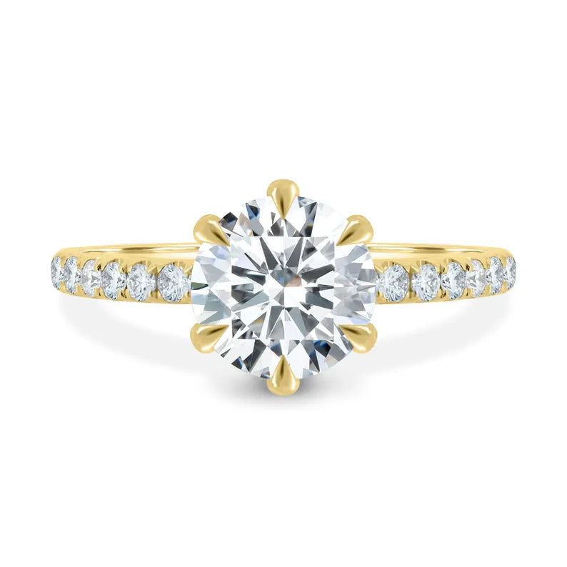 Round 2.50tcw Lab Grown Diamond Pave Engagement Ring | IGI Certified | Yellow Gold