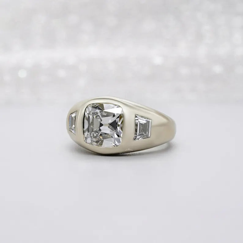 Lab grown Old Mine Cushion Cut Diamond engagement ring