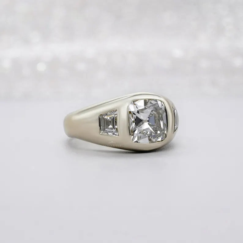 Lab grown Old Mine Cushion Cut Diamond engagement ring