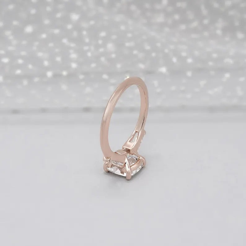 Rose gold old mine cushion cut engagement ring