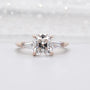 Three stone old mine cushion diamond ring rose gold