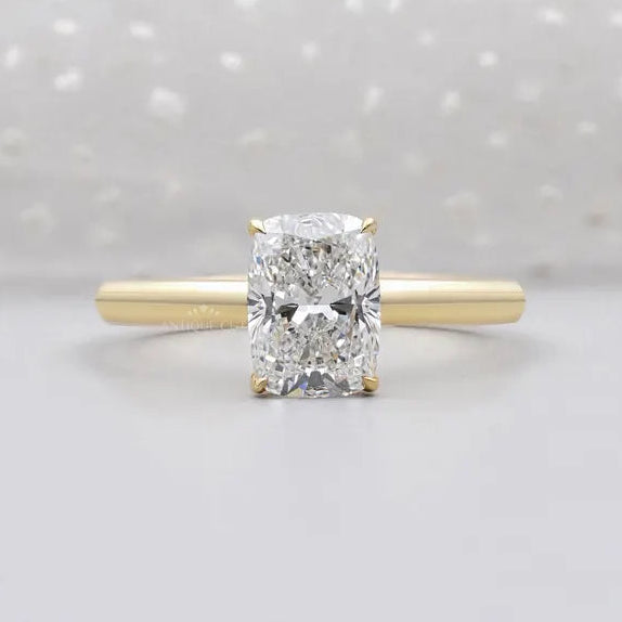Solitaire cushion cut diamond engagement ring