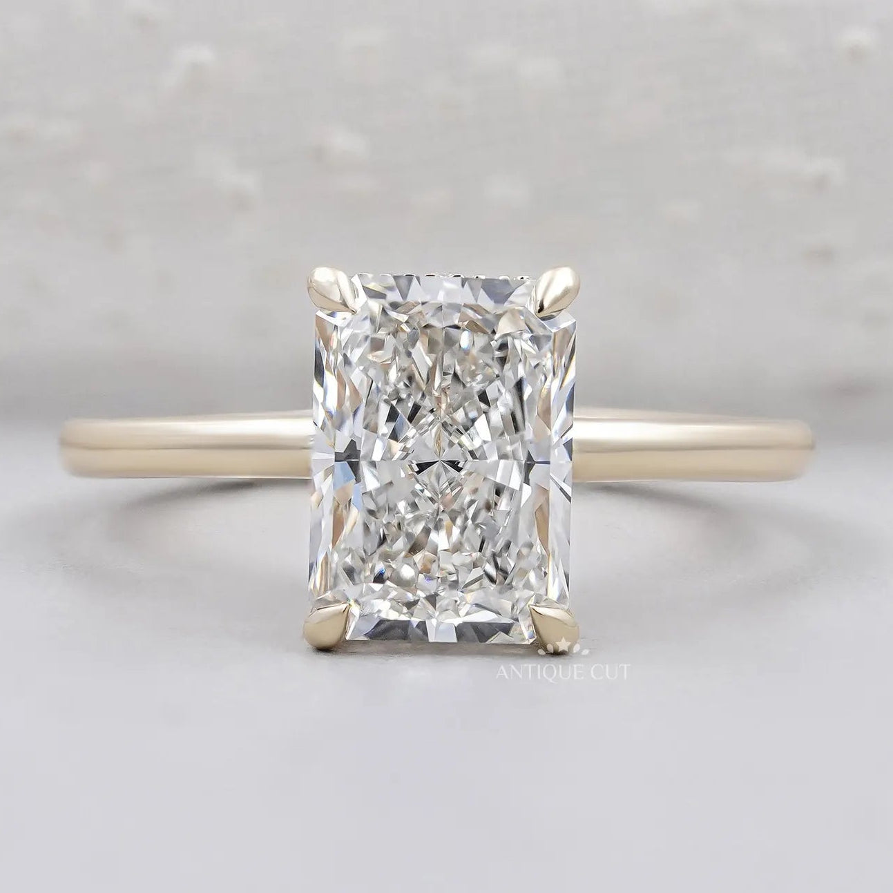 Hidden Halo Radiant Cut Diamond Solitaire Engagement Ring