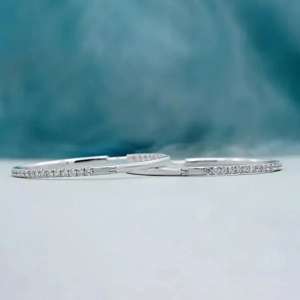 2.50tcw Diamond Hoop Earrings | Large 14K Gold Inside Outside Hoops | Sparkling Round Diamond Hoops | Gift for Her