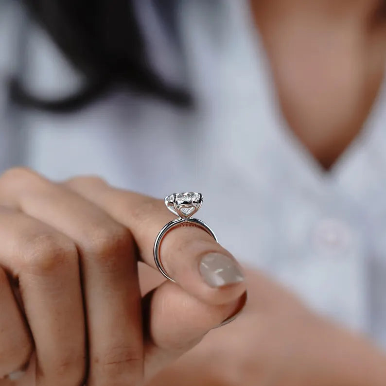 5.00ct Oval Solitaire Engagement Ring • White Gold Oval Cut Ring • Classic 5ct Oval Bridal Ring • Timeless Simple Engagement Ring