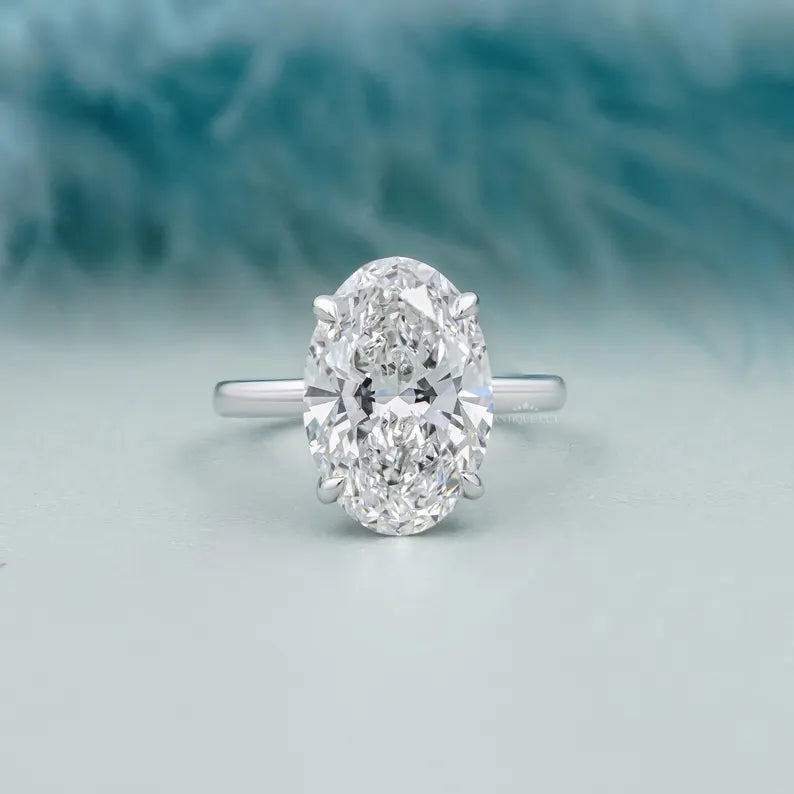 5.00ct Oval Solitaire Engagement Ring • White Gold Oval Cut Ring • Classic 5ct Oval Bridal Ring • Timeless Simple Engagement Ring