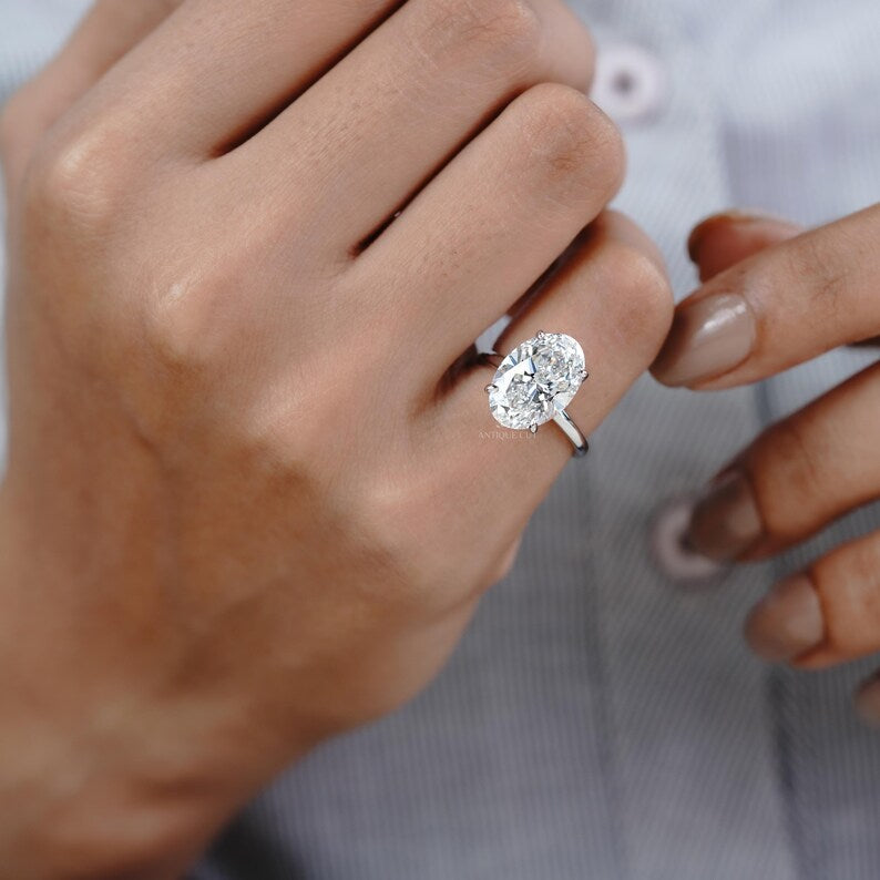 Oval Diamond Solitaire Engagement Ring With 4 Prong | Lab Grown Diamond | IGI Certified