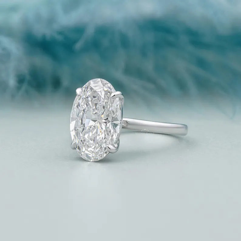 5.00ct Oval Solitaire Engagement Ring • White Gold Oval Cut Ring • Classic 5ct Oval Bridal Ring • Timeless Simple Engagement Ring