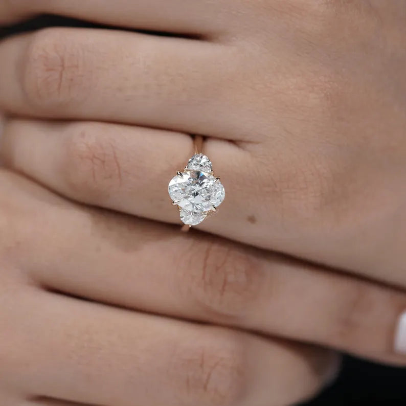 2.00ct Oval Engagement Ring • Three Stone Diamond Ring • 14K Yellow Gold • 0.10ct Side Stones • Vintage Oval Engagement Ring