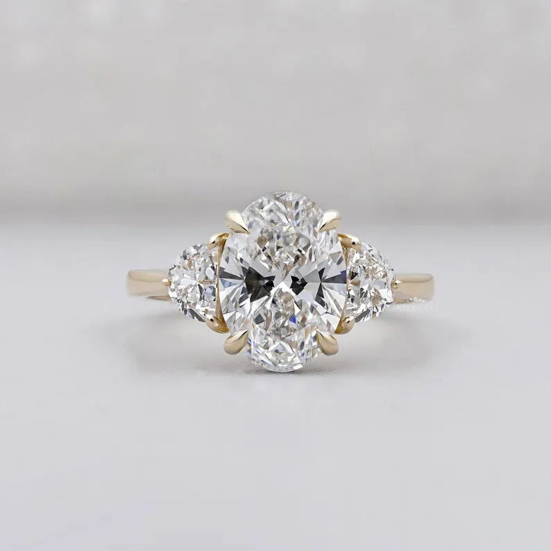 2.00ct Oval Engagement Ring • Three Stone Diamond Ring • 14K Yellow Gold • 0.10ct Side Stones • Vintage Oval Engagement Ring