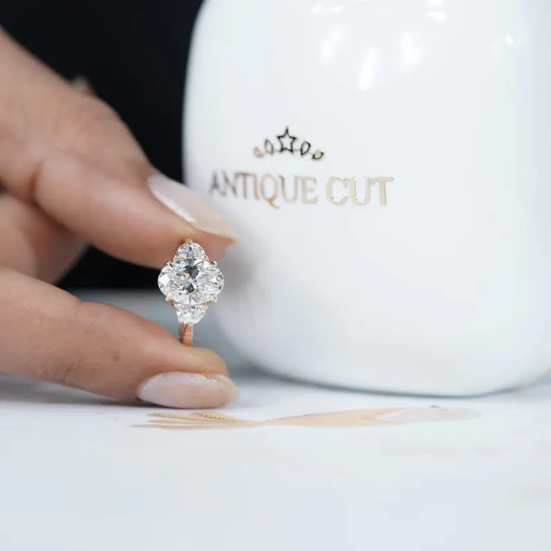 2.00ct Oval Engagement Ring • Three Stone Diamond Ring • 14K Yellow Gold • 0.10ct Side Stones • Vintage Oval Engagement Ring