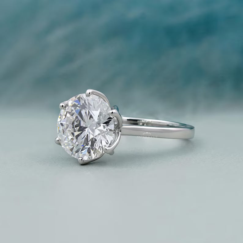 3.50ct Round Cut Lab Grown Diamond Engagement Ring in Platinum 6 Prong Solitaire Ring