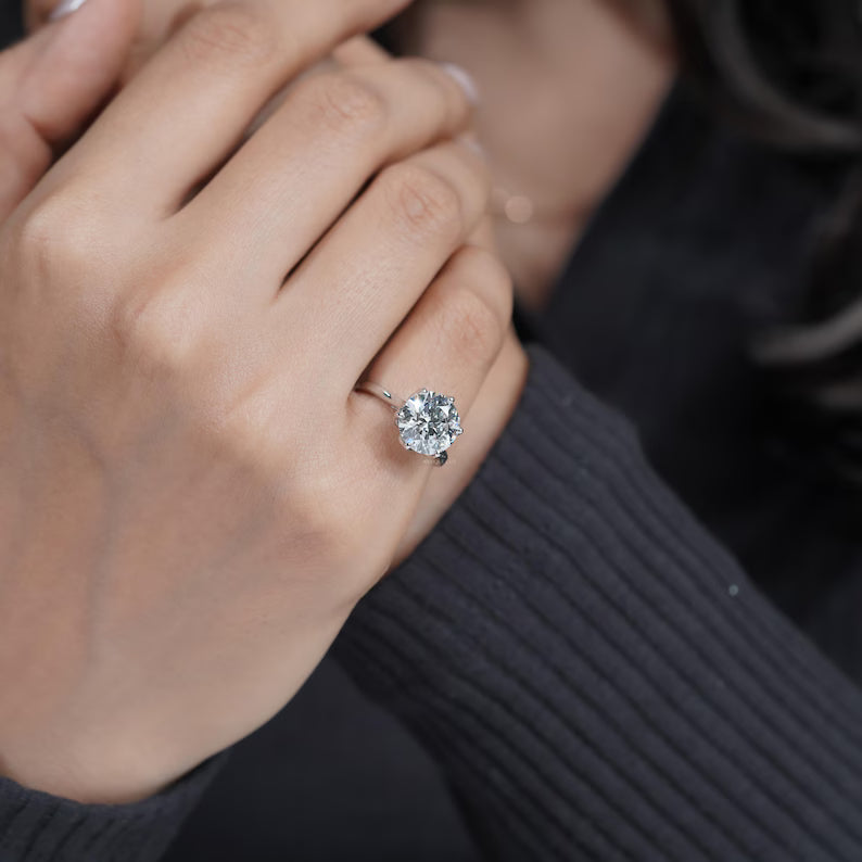 3.50ct Round Cut Lab Grown Diamond Engagement Ring in Platinum 6 Prong Solitaire Ring