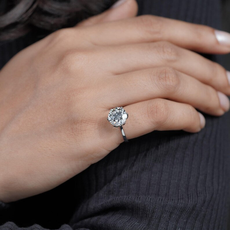 3.50ct Round Cut Lab Grown Diamond Engagement Ring in Platinum 6 Prong Solitaire Ring