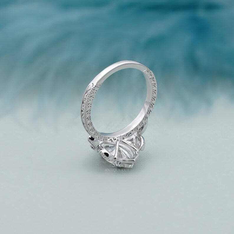 2.50ct Marquise Lab Grown Diamond Engagement Ring | 2ct Marquise Center with 0.50ct Side Stones | Vintage Diamond Ring | IGI Certified Ring