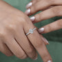 Elegant oval diamond pave ring close up