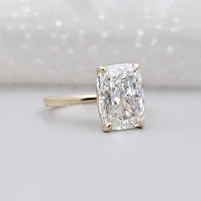 7.10ct Cushion Cut Diamond Engagement Ring, Solitaire Ring, DEF Color, VVS-VS Clarity