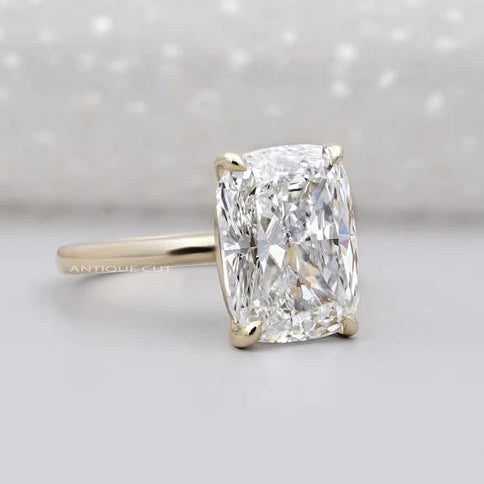 Cushion Solitaire Engagement Ring With 4 Prong Setting | Lab Made Diamond | IGI Certified