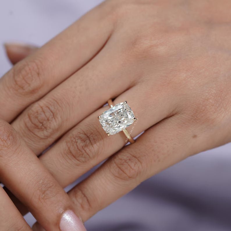 7.10ct Cushion Cut Diamond Engagement Ring, Solitaire Ring, DEF Color, VVS-VS Clarity
