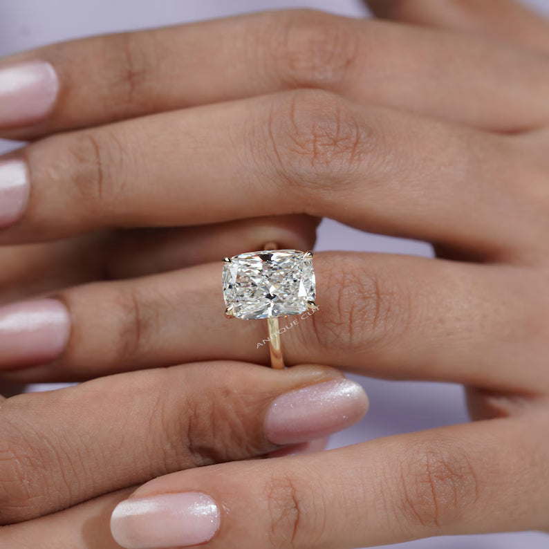 7.10ct Cushion Cut Diamond Engagement Ring, Solitaire Ring, DEF Color, VVS-VS Clarity