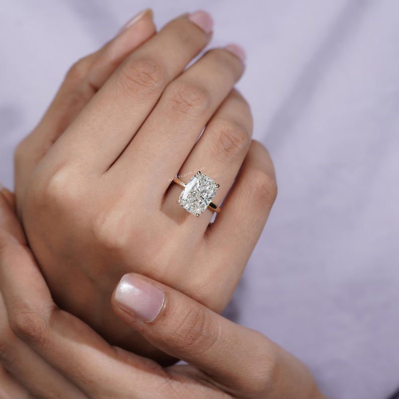 7.10ct Cushion Cut Diamond Engagement Ring, Solitaire Ring, DEF Color, VVS-VS Clarity