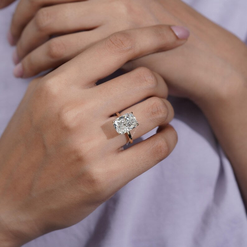 7.10ct Cushion Cut Diamond Engagement Ring, Solitaire Ring, DEF Color, VVS-VS Clarity