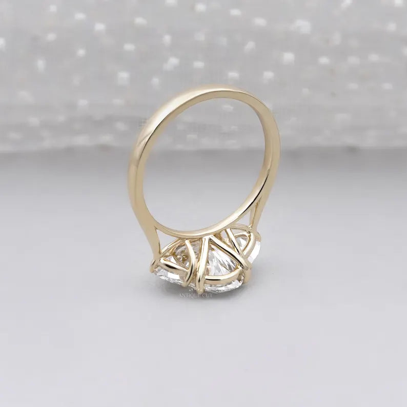 2.00ct Oval Engagement Ring • Three Stone Diamond Ring • 14K Yellow Gold • 0.10ct Side Stones • Vintage Oval Engagement Ring