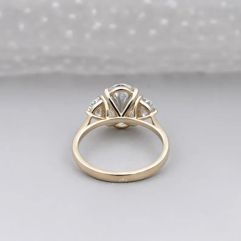 2.00ct Oval Engagement Ring • Three Stone Diamond Ring • 14K Yellow Gold • 0.10ct Side Stones • Vintage Oval Engagement Ring