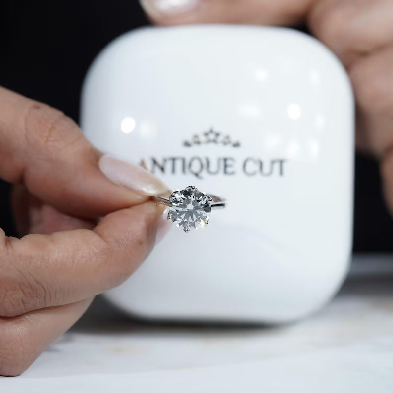 3.50ct Round Cut Lab Grown Diamond Engagement Ring in Platinum 6 Prong Solitaire Ring