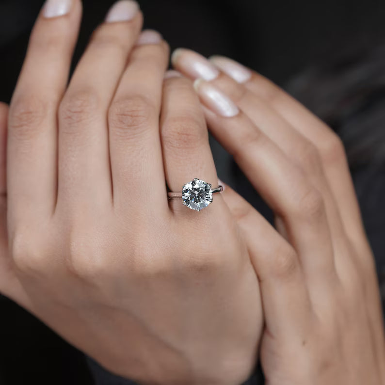 3.50ct Round Cut Lab Grown Diamond Engagement Ring in Platinum 6 Prong Solitaire Ring