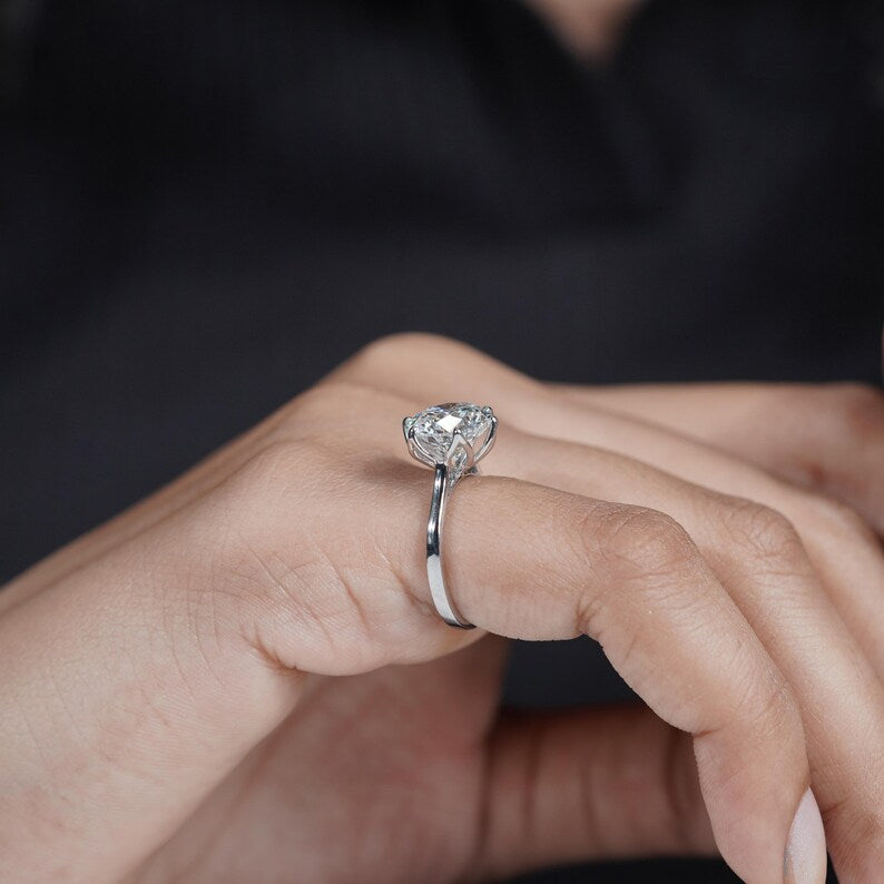 3.50ct Round Cut Lab Grown Diamond Engagement Ring in Platinum 6 Prong Solitaire Ring